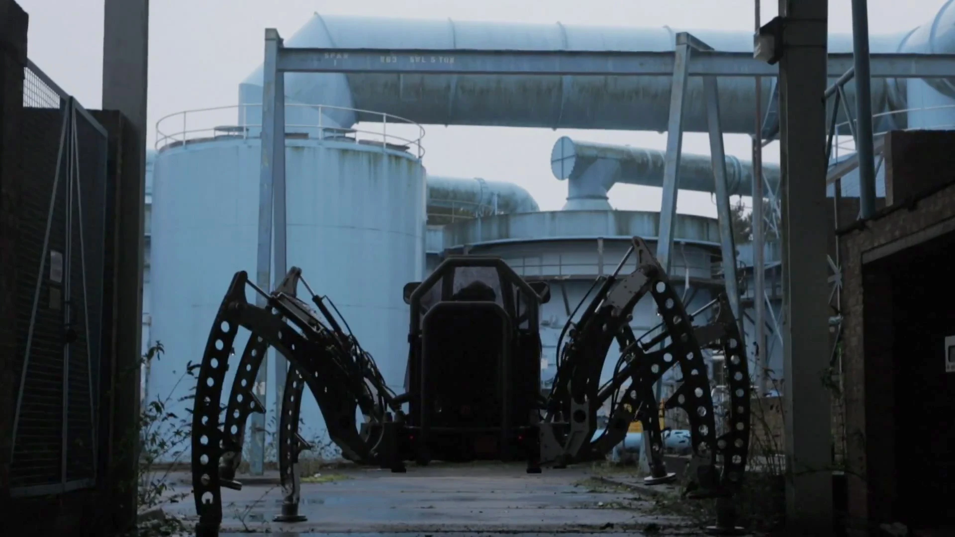 Mantis stomps around an abandoned factory site