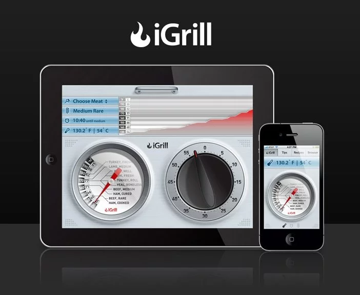 iGrill has a Bluetooth range or up to 200 ft (61 mt) and comes with two meat temperature probes and four AA batteries