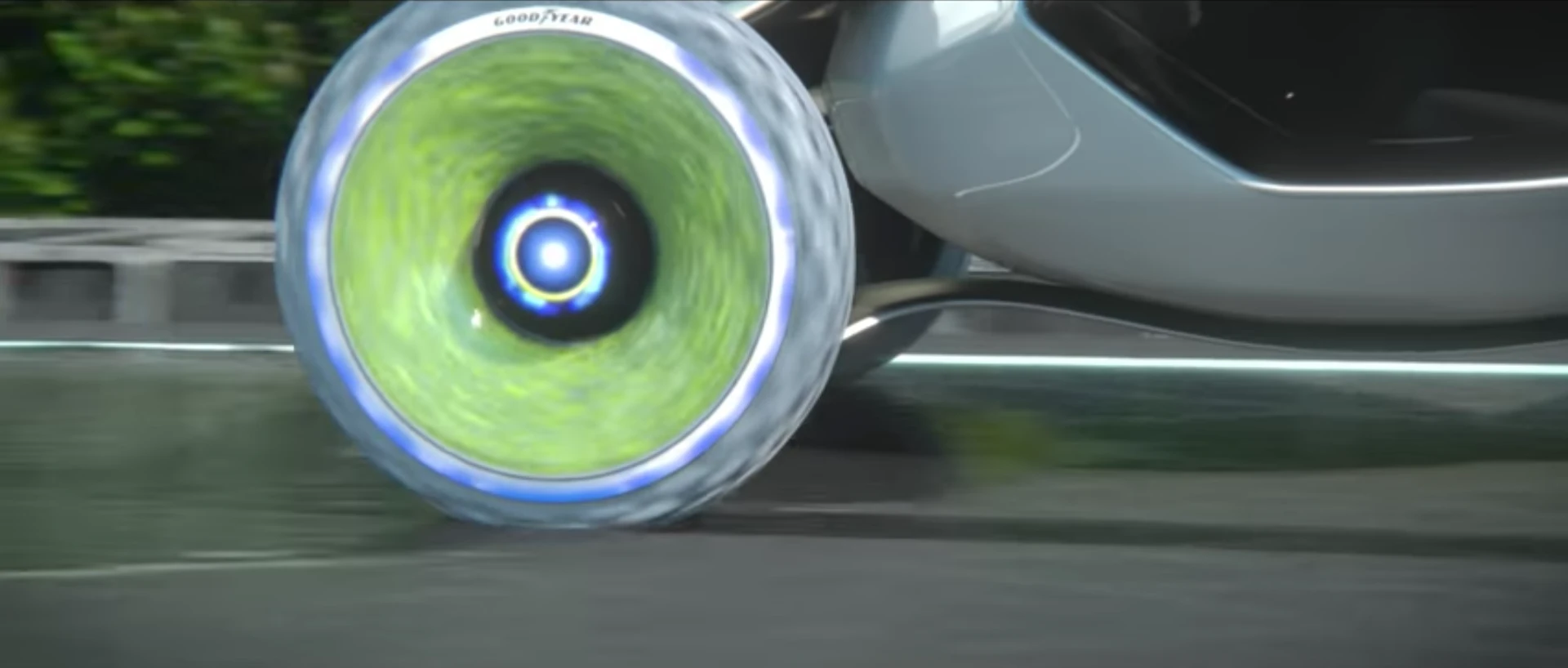 The newly announced Oxygene tire concept from Goodyear harvests energy through photosynthesis