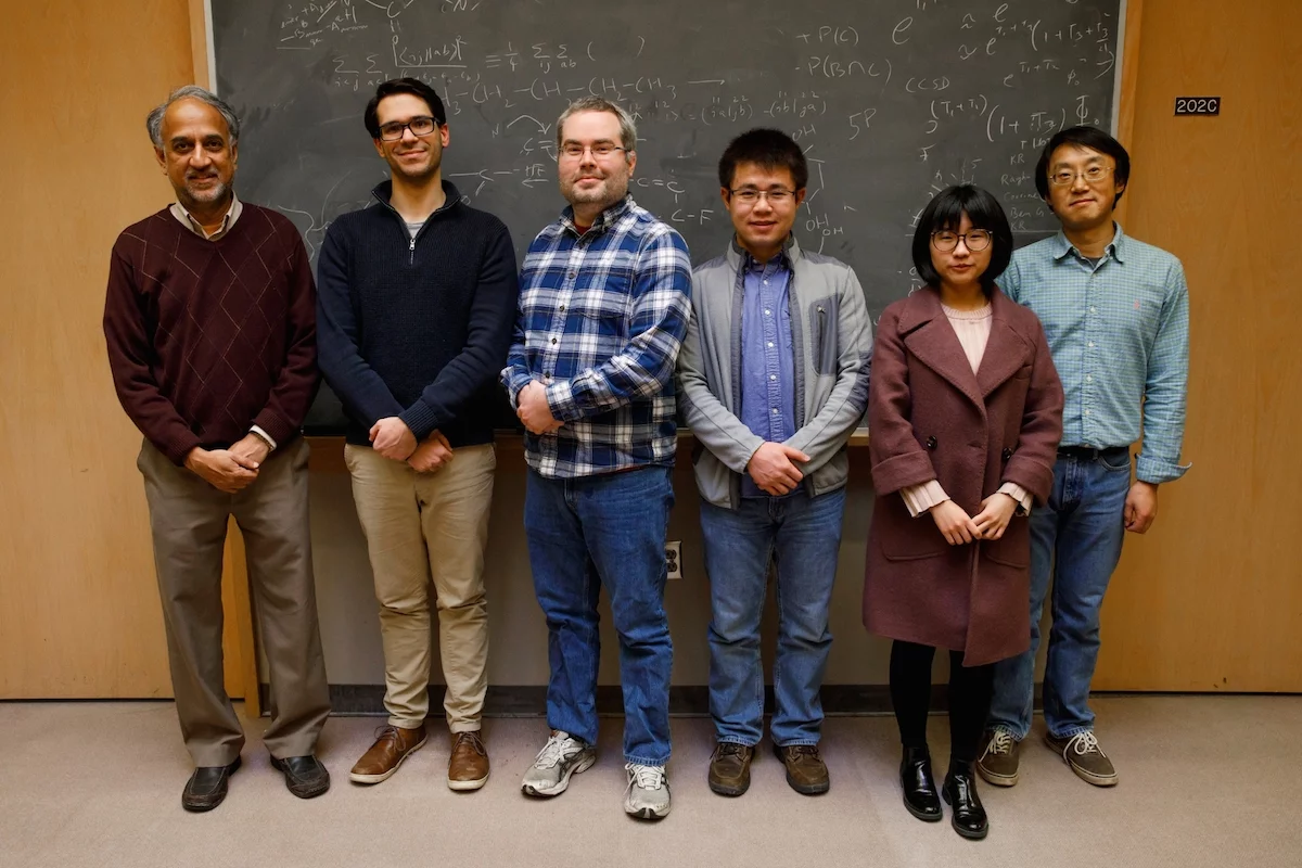 The researchers on the study, (from left) Krishnan Raghavachari, Benjamin Noffke, Richard Schaugaard, Yijun Liu, Lu Liu and Liang-shi Li