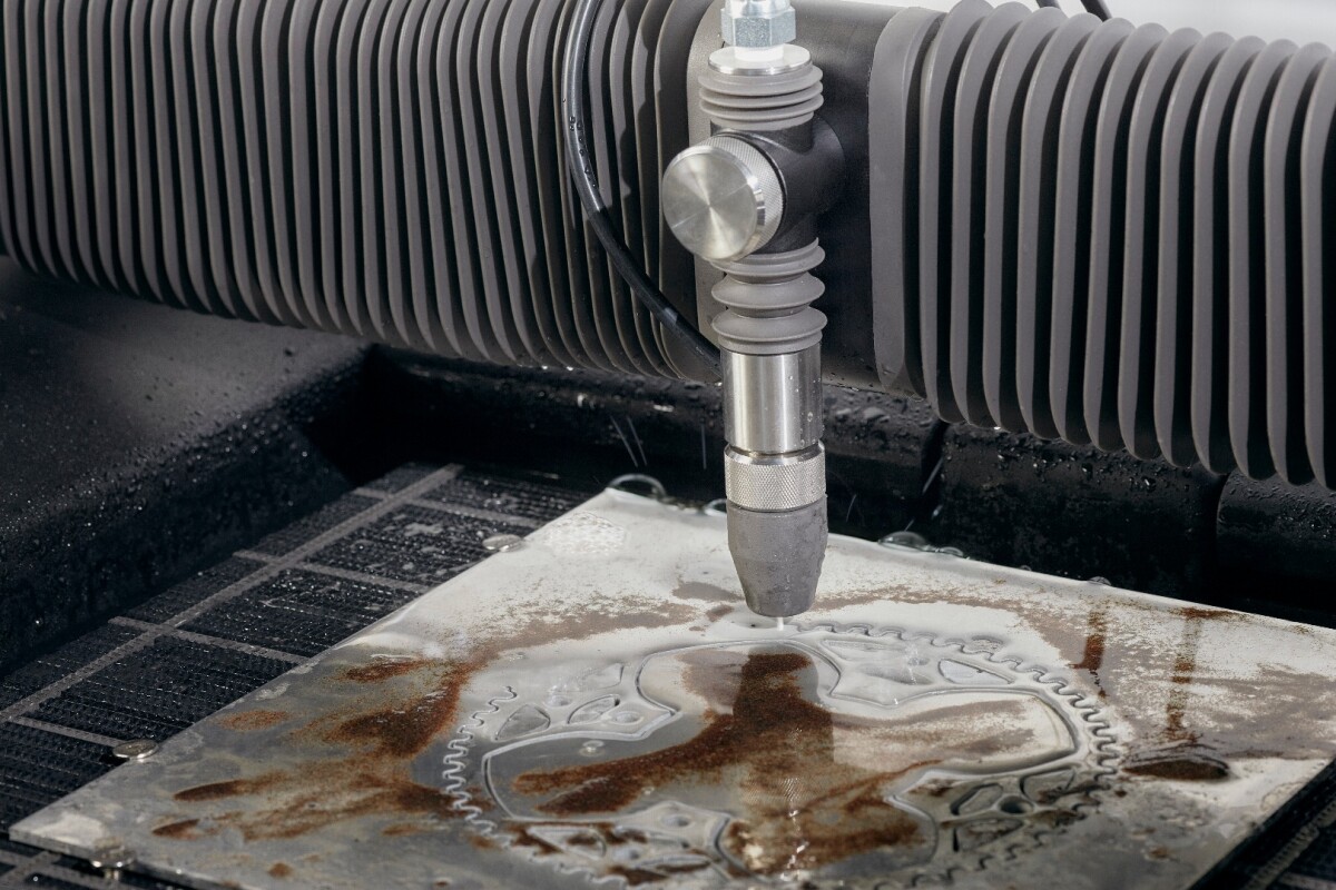 The Wazer waterjet cutter at work