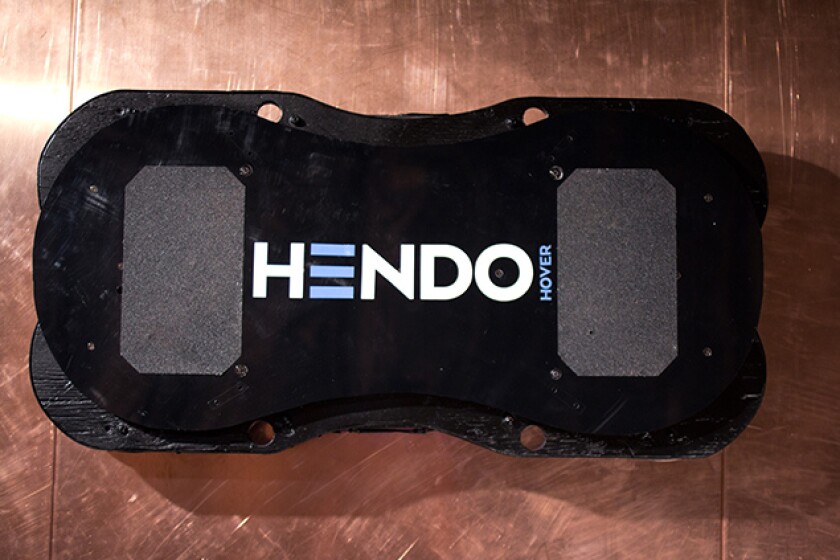 The Hendo Hover is currently restricted to levitating over a surface made of a non-ferromagnetic conductor, such as copper or aluminum
