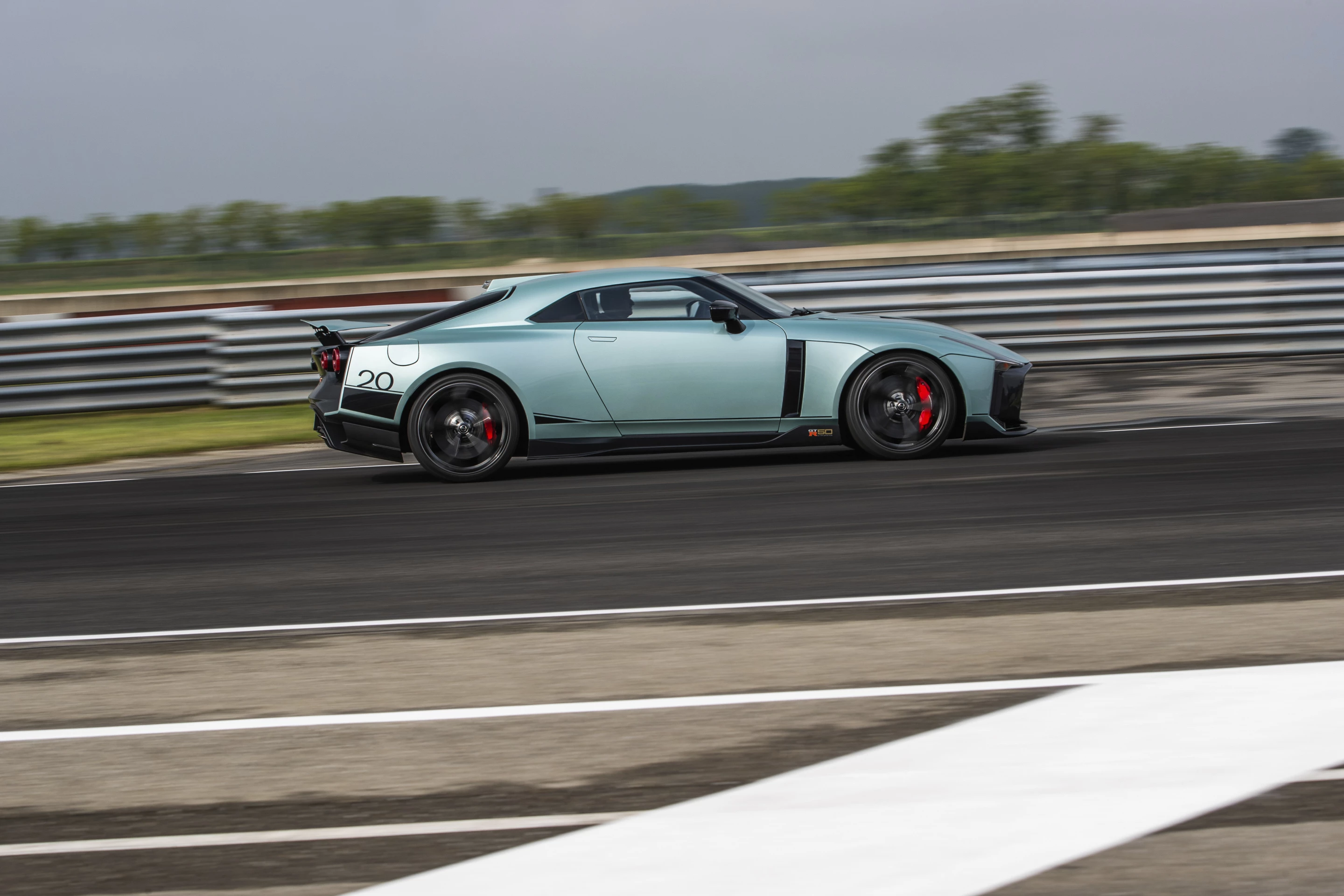 The Nissan GT-R 50 in action at the Tazio Nuvolari circuit in Italy