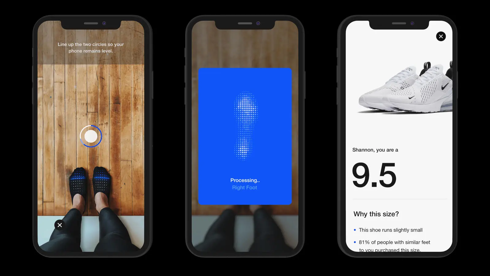 Nike Fit will remember each user's foot-scan data, so they don't have to perform a new scan every time they're buying new shoes
