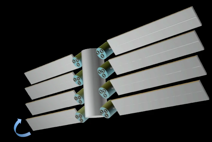 Example of a solar panel/Hall thruster array