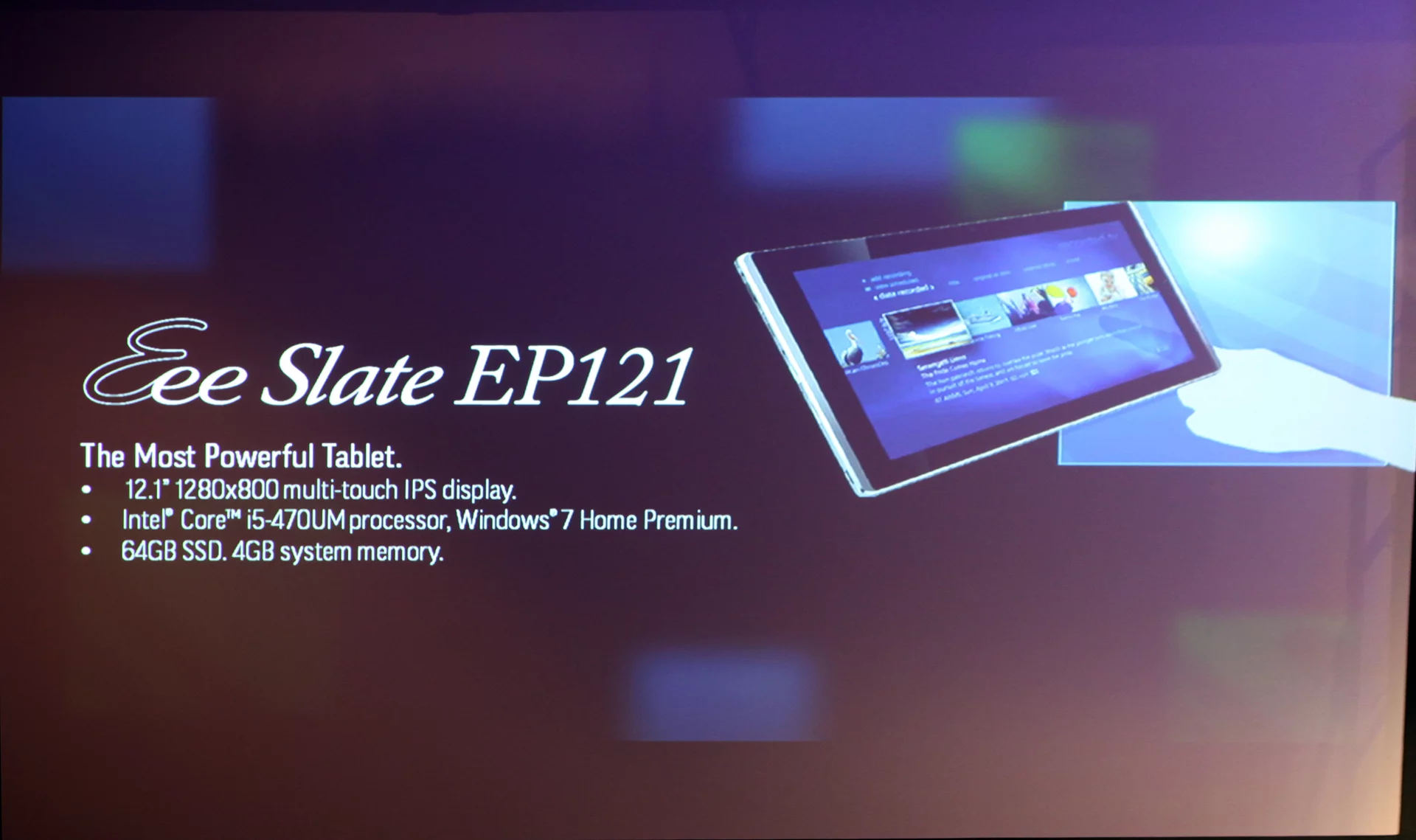 ASUS Eee Slate EP121 key specs