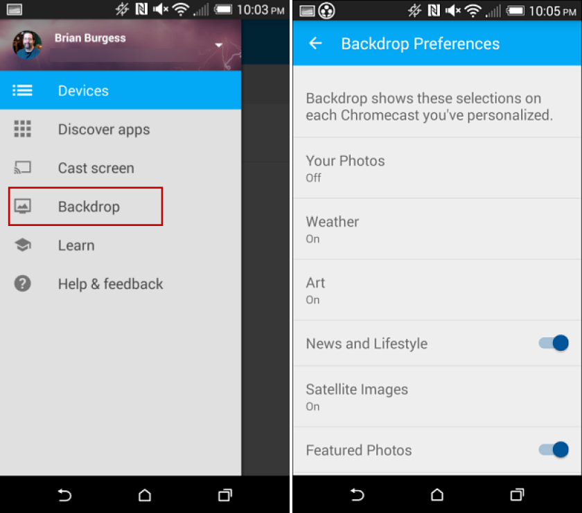 Customize the new Backdrop feature