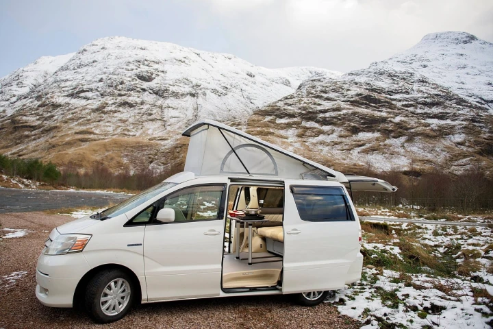 The cozy, little Eco Explorer can seat and sleep five, cook dinner and provide sheltered relaxation at camp