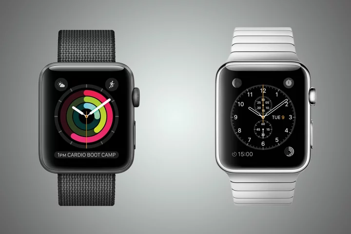 New Atlas compares the little-changed Apple Watch Series 2 (left) with its 2015 predecessor
