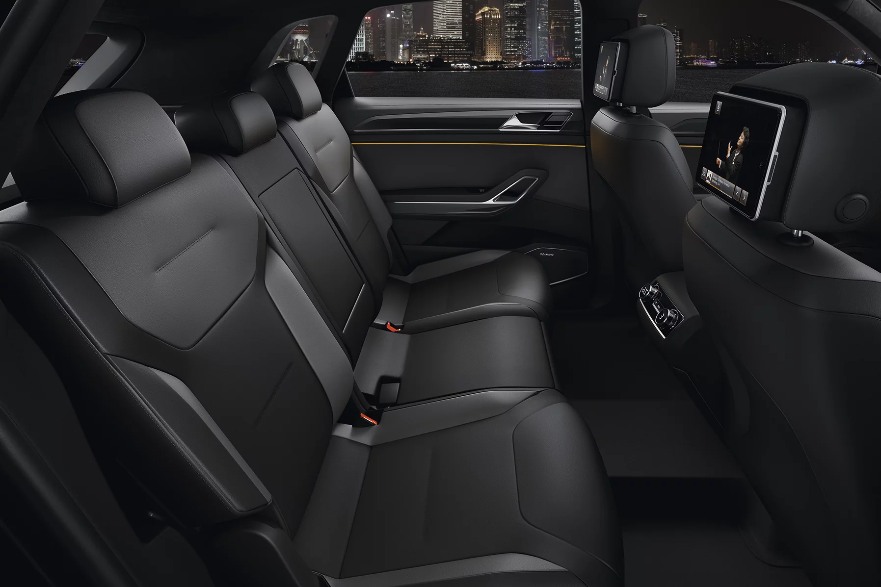 CrossBlue has room for five with mobile mini iPads integrated into forward headrests