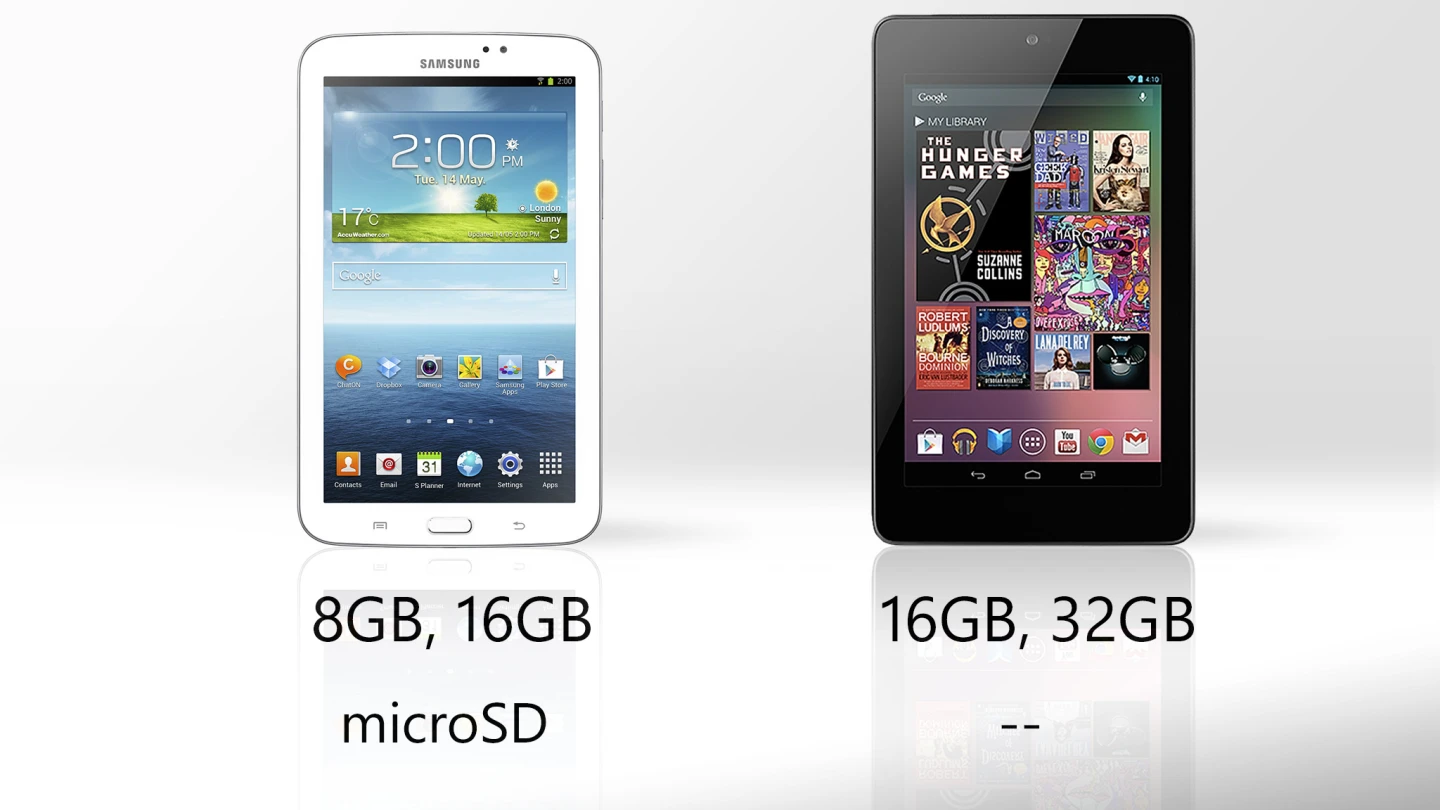 The Tab 3 offers lower storage options, but also has a microSD slot