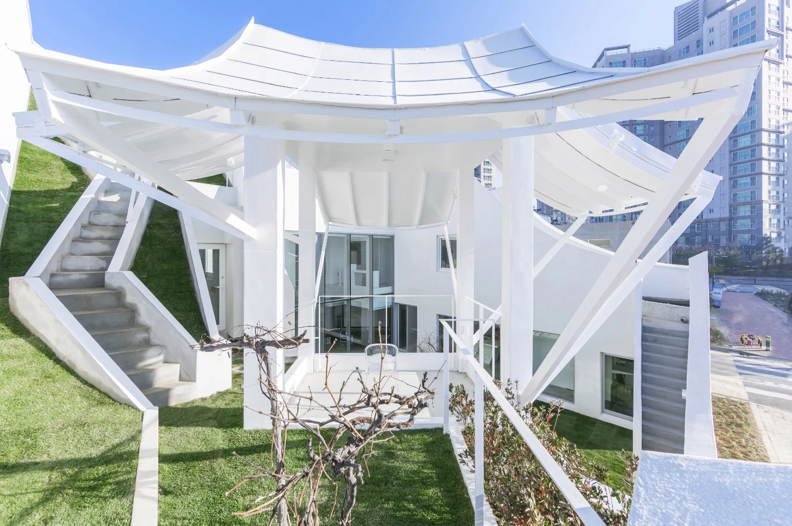 The Flying House's raised pavilion