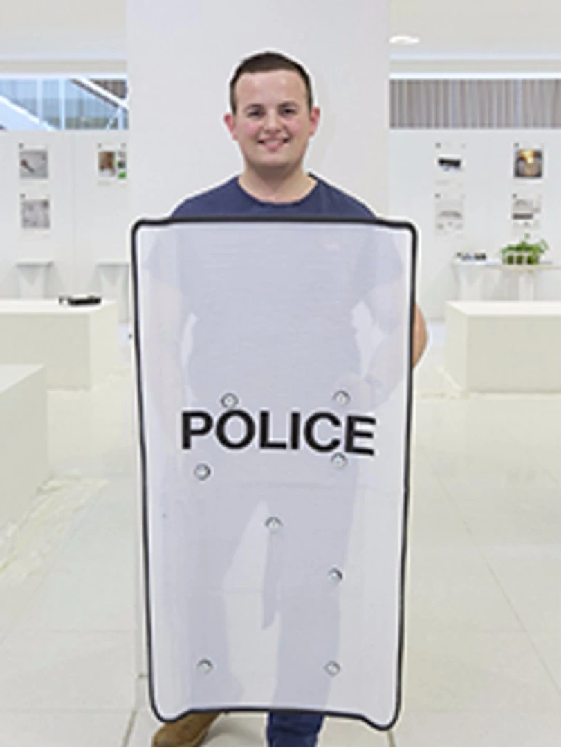 Ben Palmer with his shield
