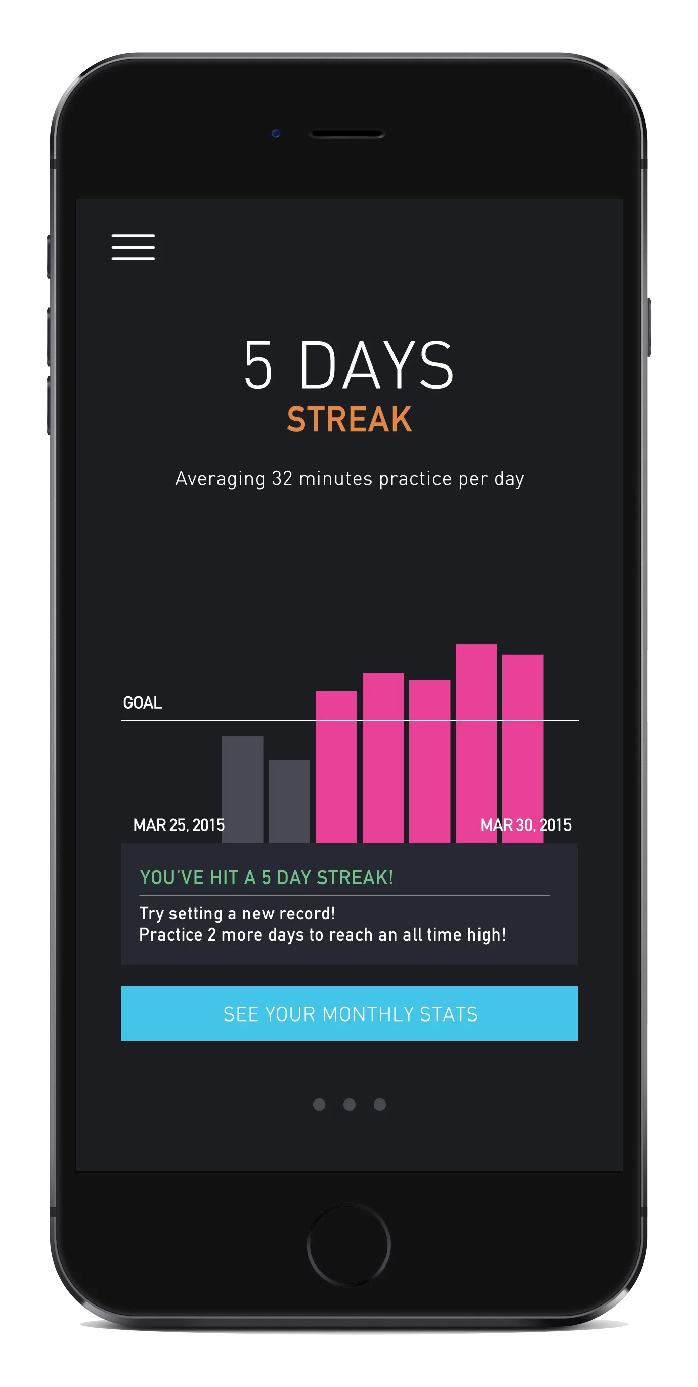 The Soundbrenner Pulse app sets motivational challenges