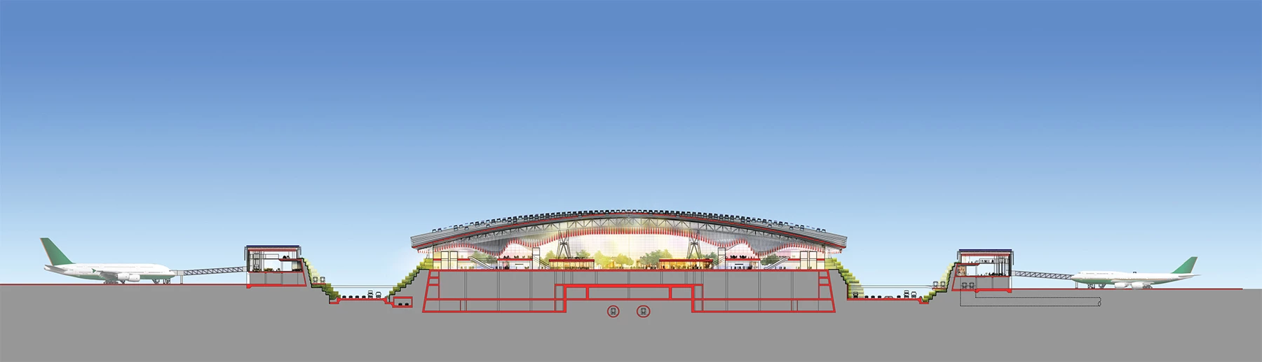 A short section view of the new terminal