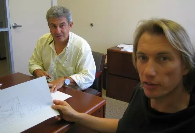 Dezso with Brazilian astronaut Marcos Pontes: working on the original G2 Gyrocycle design