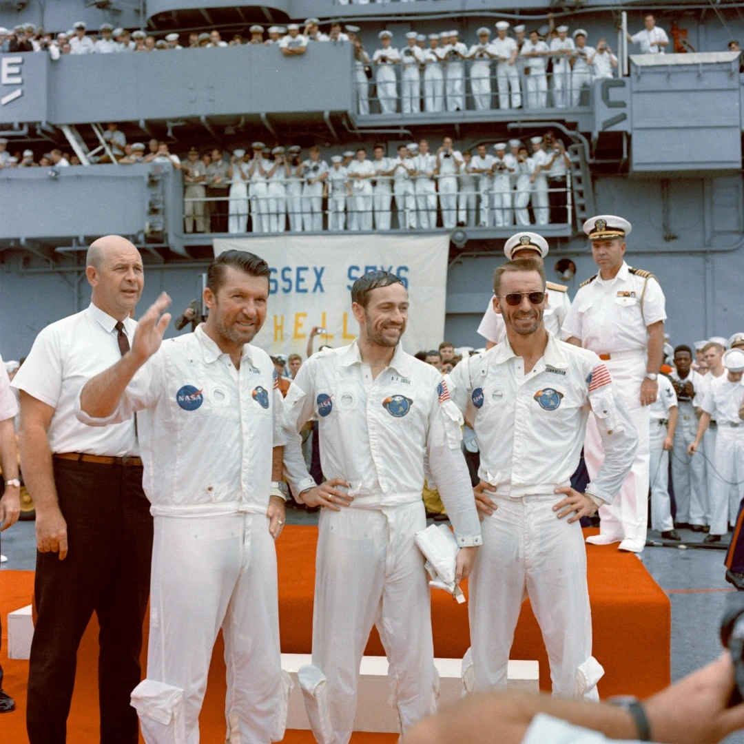 Apollo 7 crew after recovery