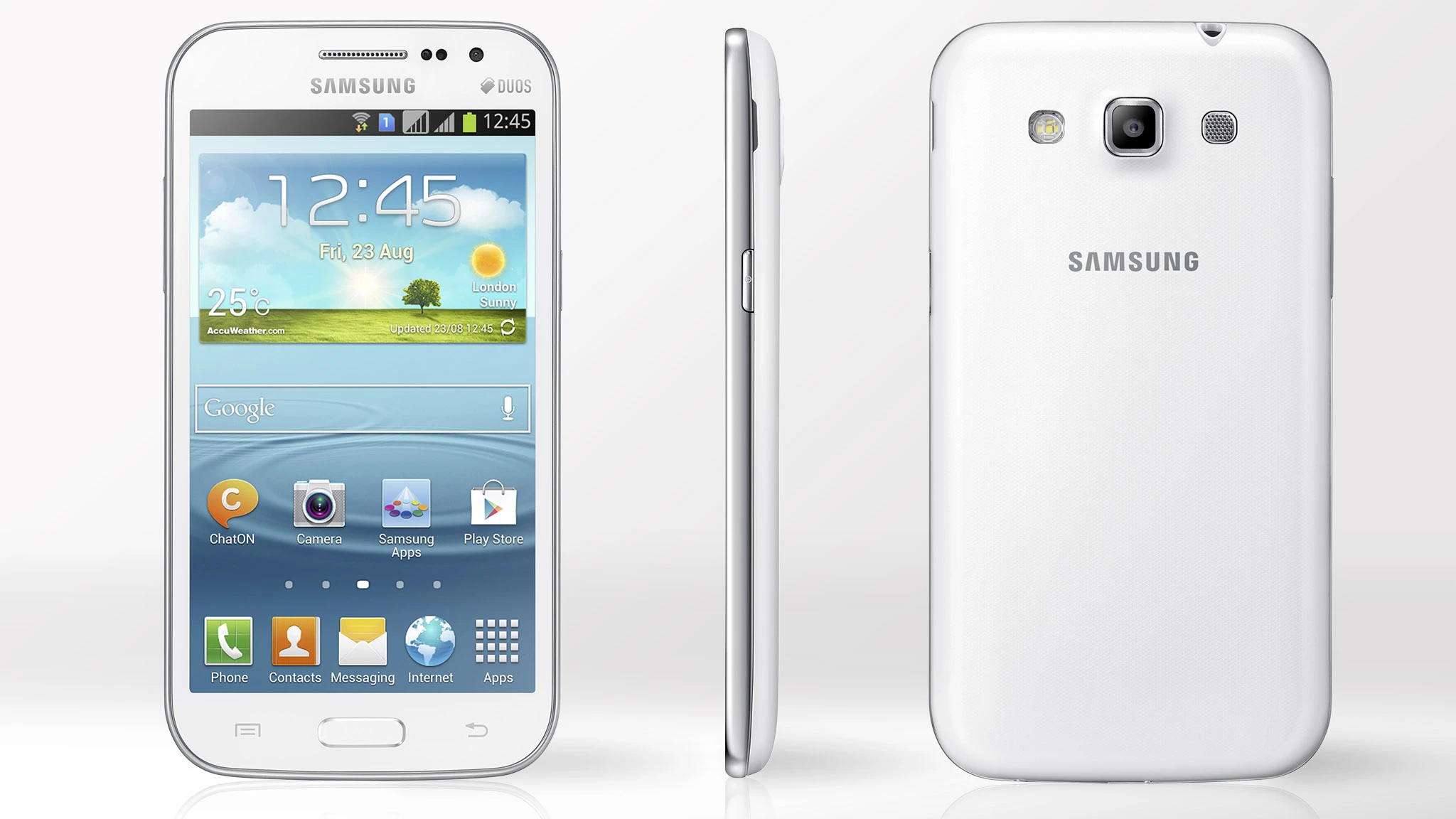 Samsung announced the Galaxy Win, a device with familiar branding and mid-range specs