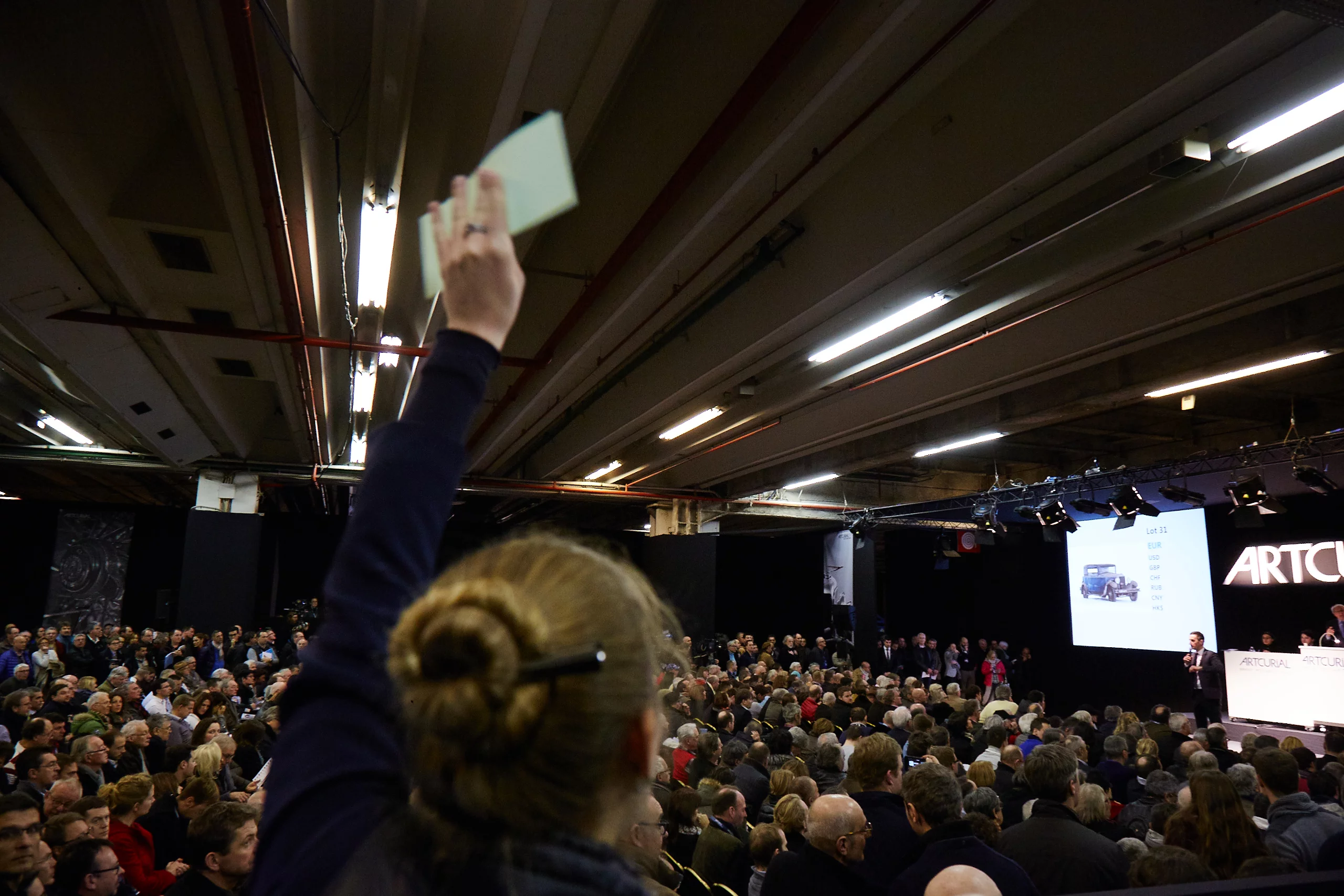 The Artcurial auction room during the sale of the Baillon Collection.