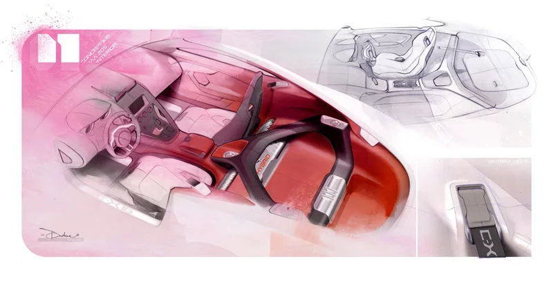 The Jaguar C-X16 production concept sports car design sketch