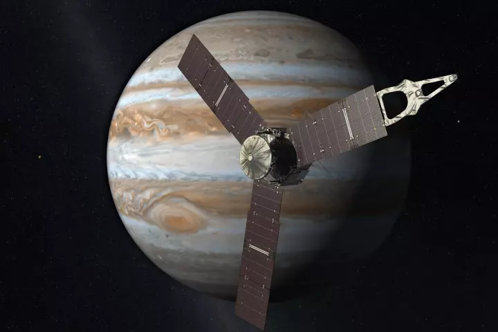 Artist's concept of Juno arriving at Jupiter (Image: NASA/JPL-Caltech)