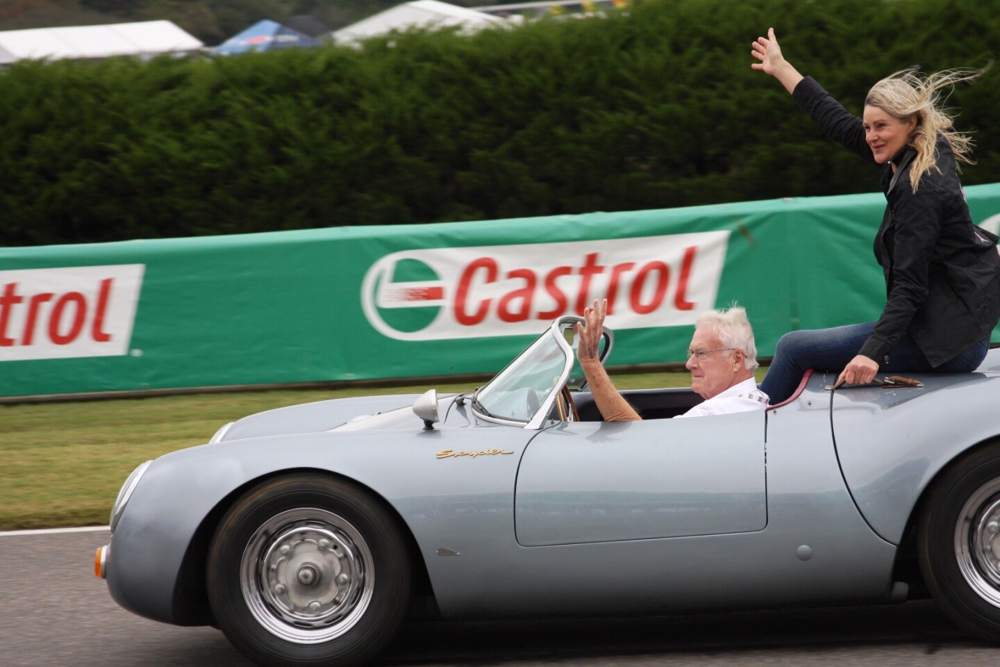 Kirsteen Britten takes to the track with George Barber at the wheel of his Porsche 505 Spyder