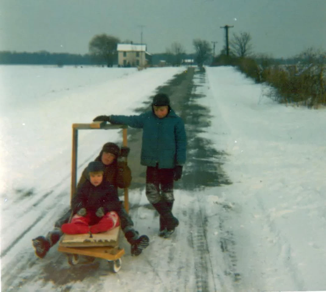 Richard and Tom Molnar are test pilots on Dezso's first road design on an Ohio county road