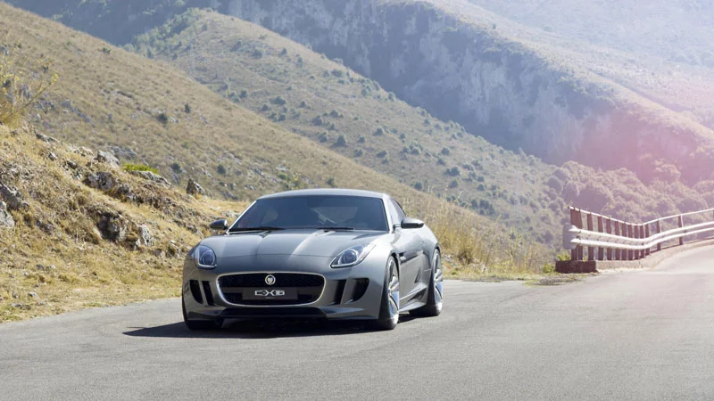 The Jaguar C-X16 production concept sports car on the road