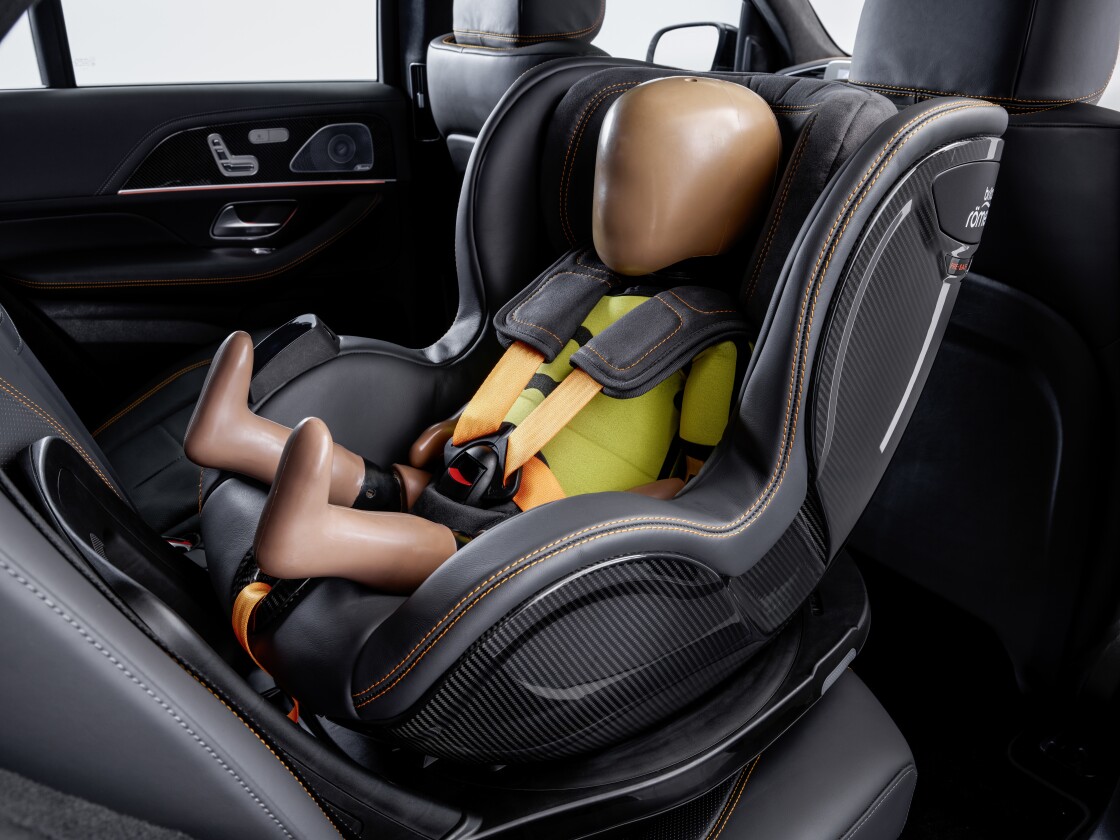 The ESF's baby seat includes pre-crash features, as well as biometric readings, a baby camera and the facility to easily swivel it to help parents get kids in and out quickly