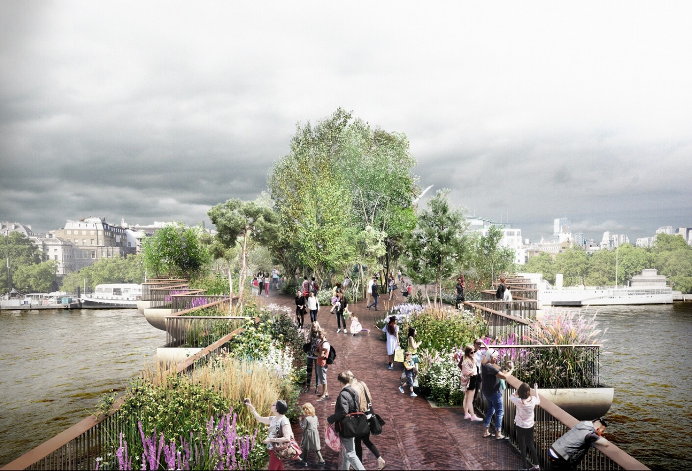 The Garden Bridge will feature five differently planted areas (Image: Arup)