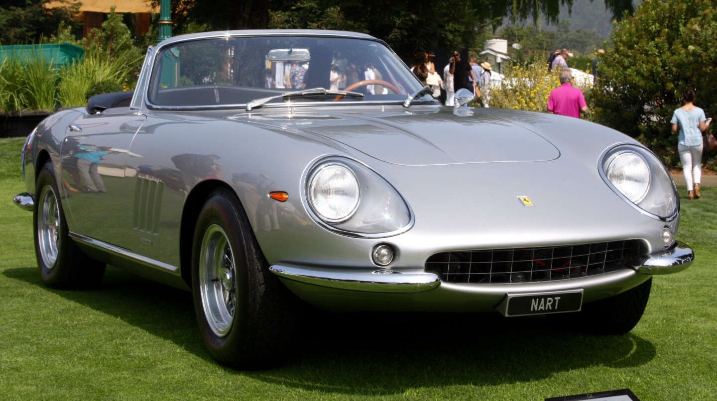 The special award for this segment of The Quail honoring The Great Ferraris was a 1967 Ferrari 275 GTB/4 NART Spyder from Dr. Richard Workman's Rare Wheels Collection in Florida. Workman has long wanted one of the 10 Spiders built for the North American Racing Team and was the underbidder on the NART Spider which sold for $27.7 million at the official Pebble Beach auction in 2013, and currently sits at #6 on the all-time list of most expensive cars sold at auction. Workman reportedly paid $28.0 million in 2014 for #10749, the ninth of the ten cars built, and has previously shown the car at Amelia Island in 2015 and Pebble Beach in 2014.