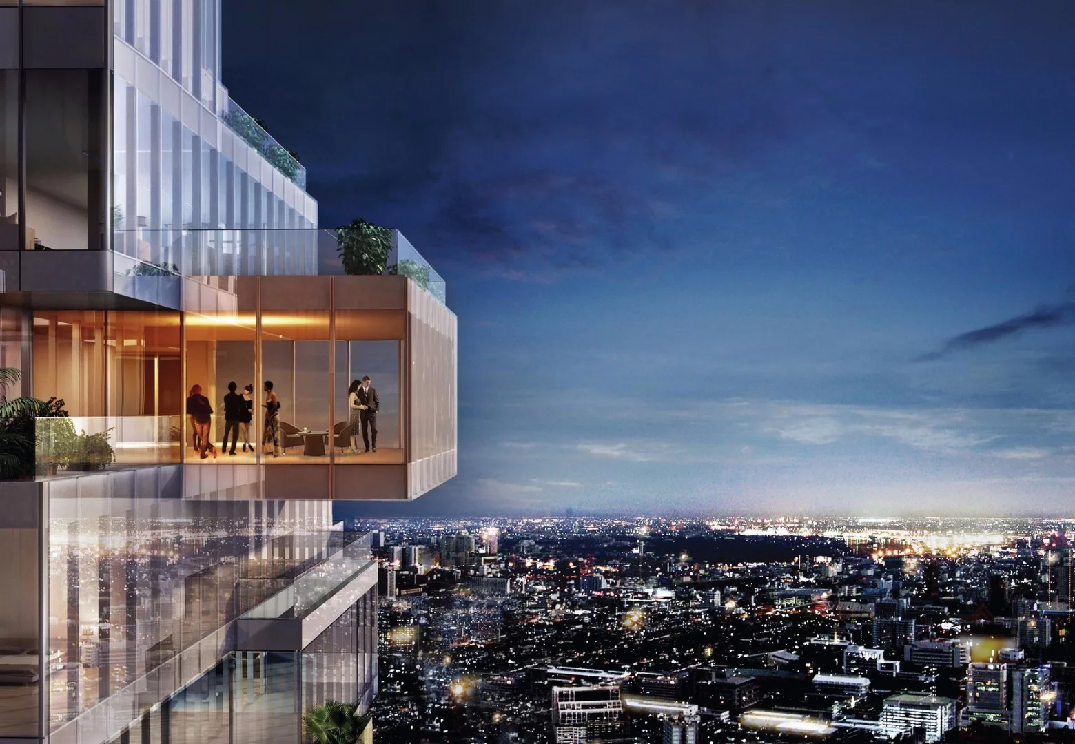 The skyboxes that form part of the MahaNakhon's spiral provide views of the surrounding areas