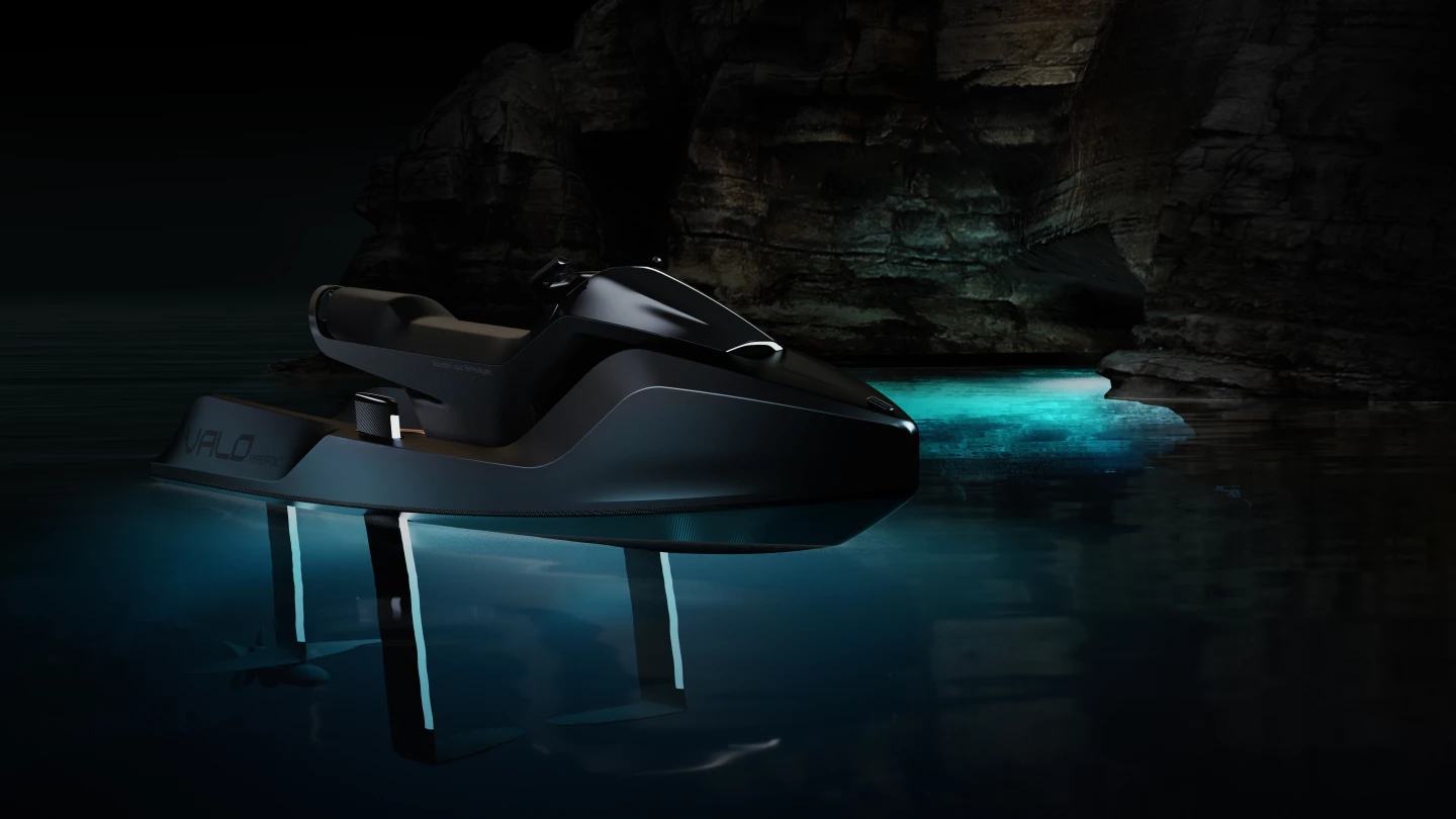At speed, the Valo will sit two feet above the surface, skimming over the waves
