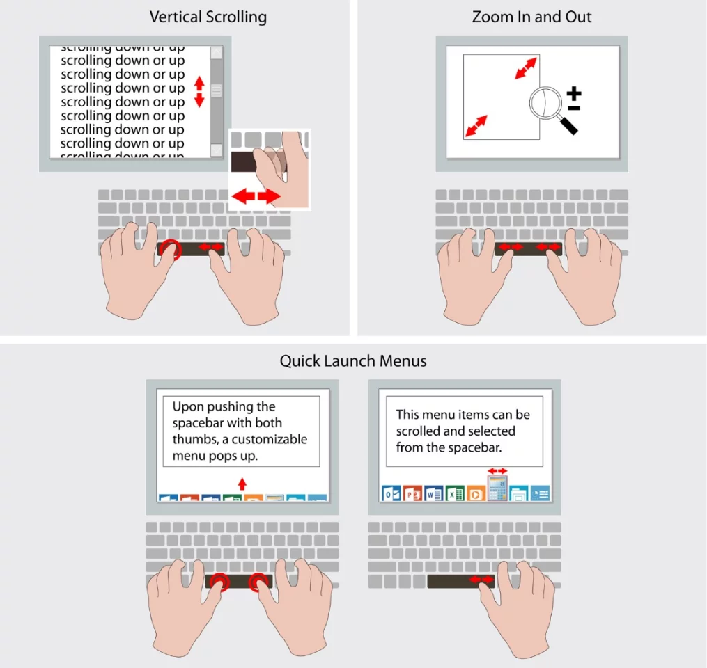 SmartBar allows various functions to be controlled via the spacebar