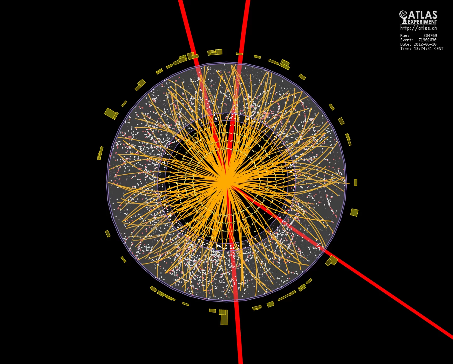This diagram shows the production of the Higgs boson at CERN