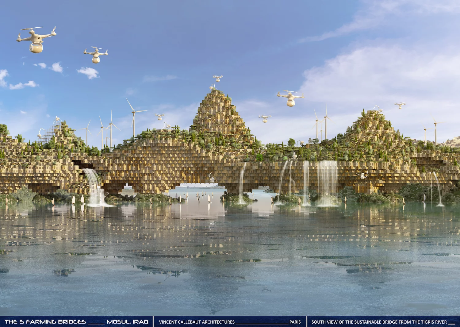 The 5 Farming Bridges proposal would make use of rubble from war ruins