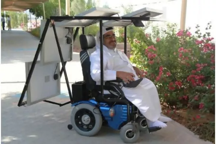 Haidar Taleb and his solar-powered wheelchair