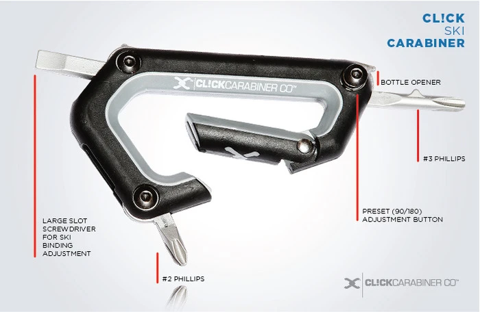 The Ski version of the CL!CK Carabiner