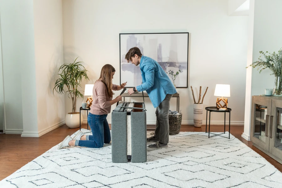 Elephant in a Box is a foldable and portable sofa that can be assembled by one person in less than five minutes