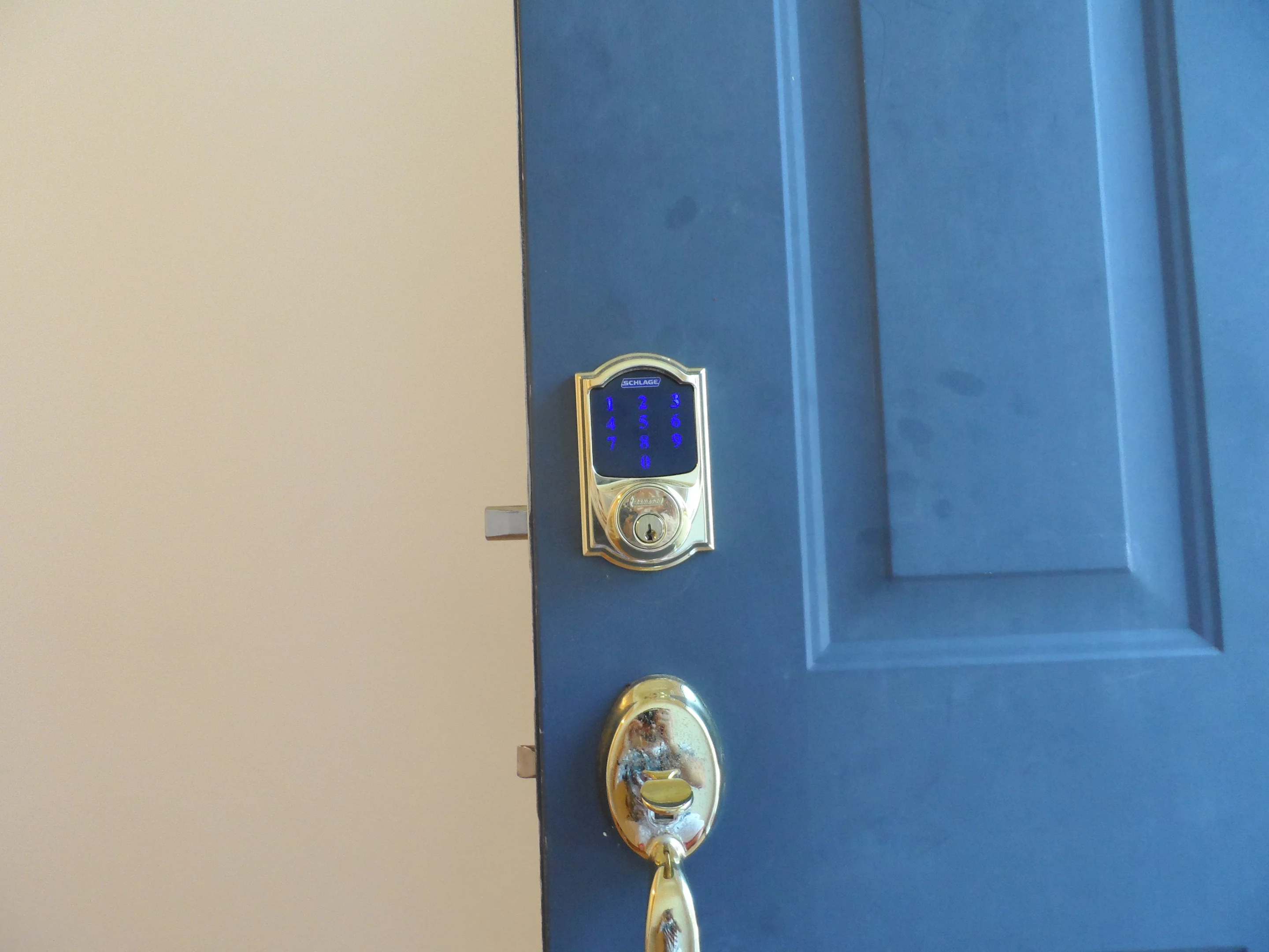 The lock with deadbolt engaged