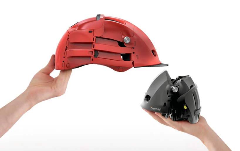 The overade bike helmet folds down to a compact size for when it's not protecting your skull