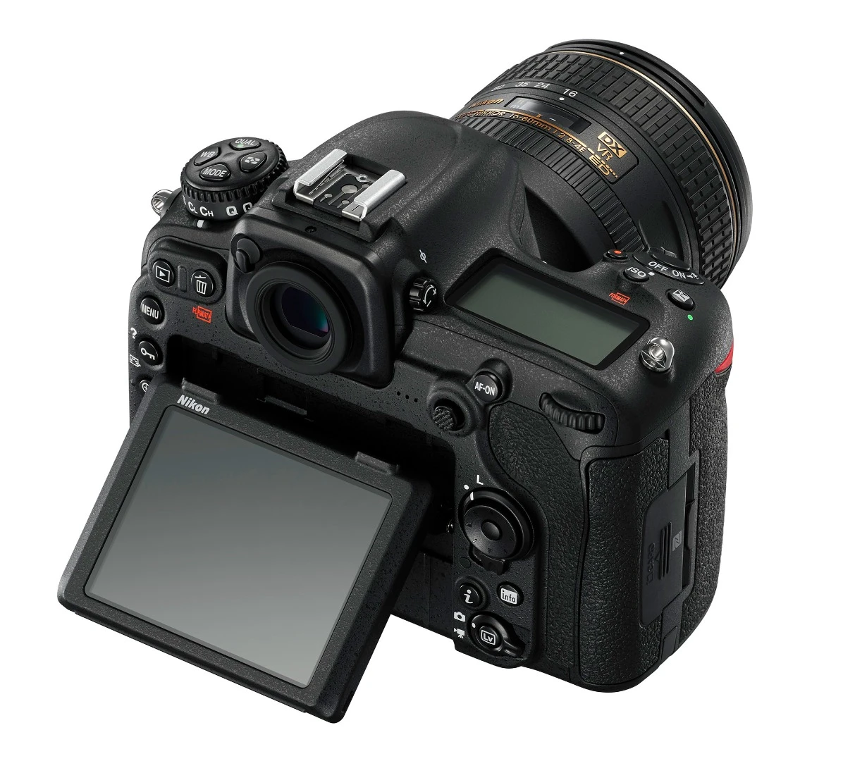 The Nikon D500 features a 3.2-inch 2,359k-dot LCD monitor which is both tilting and a touchscreen