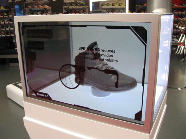 One of the display boxes, that superimposes electronic content over top of a view of the actual product
