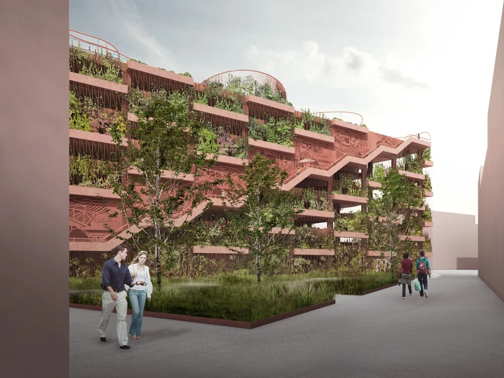The facade features scattered greenery (Image: JAJA Architects)