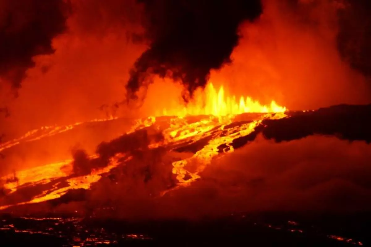 An image of the 2015 eruption at the Wolf volcano in the Galapagos Archipelago