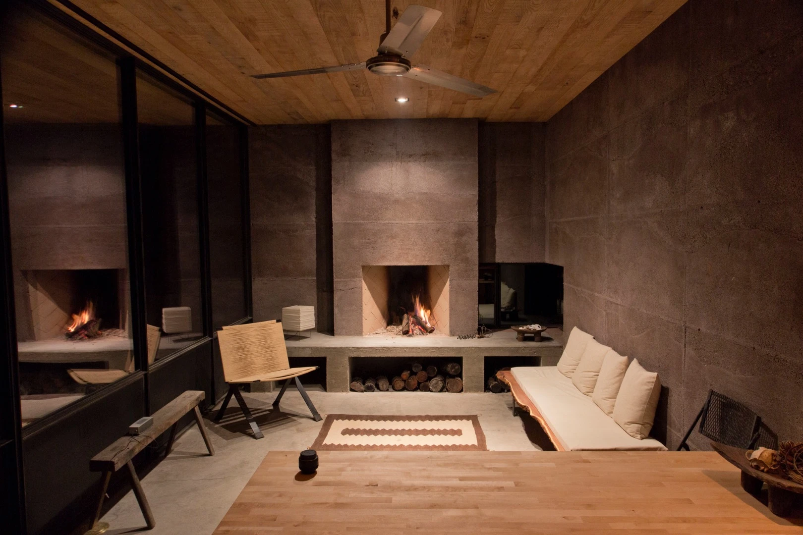 While the exterior is unashamedly brutal, the interior is warmer than you might expect