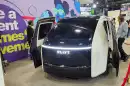 The Pliyt autonomous rideshare vehicle on display at CES 2026 in Las Vegas recently