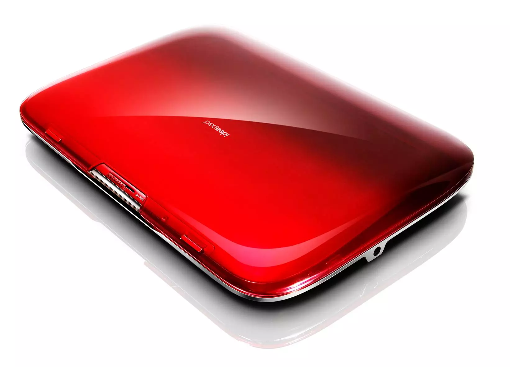 The release catch in the center of the lid frees a multitouch tablet PC from the main body of the U!