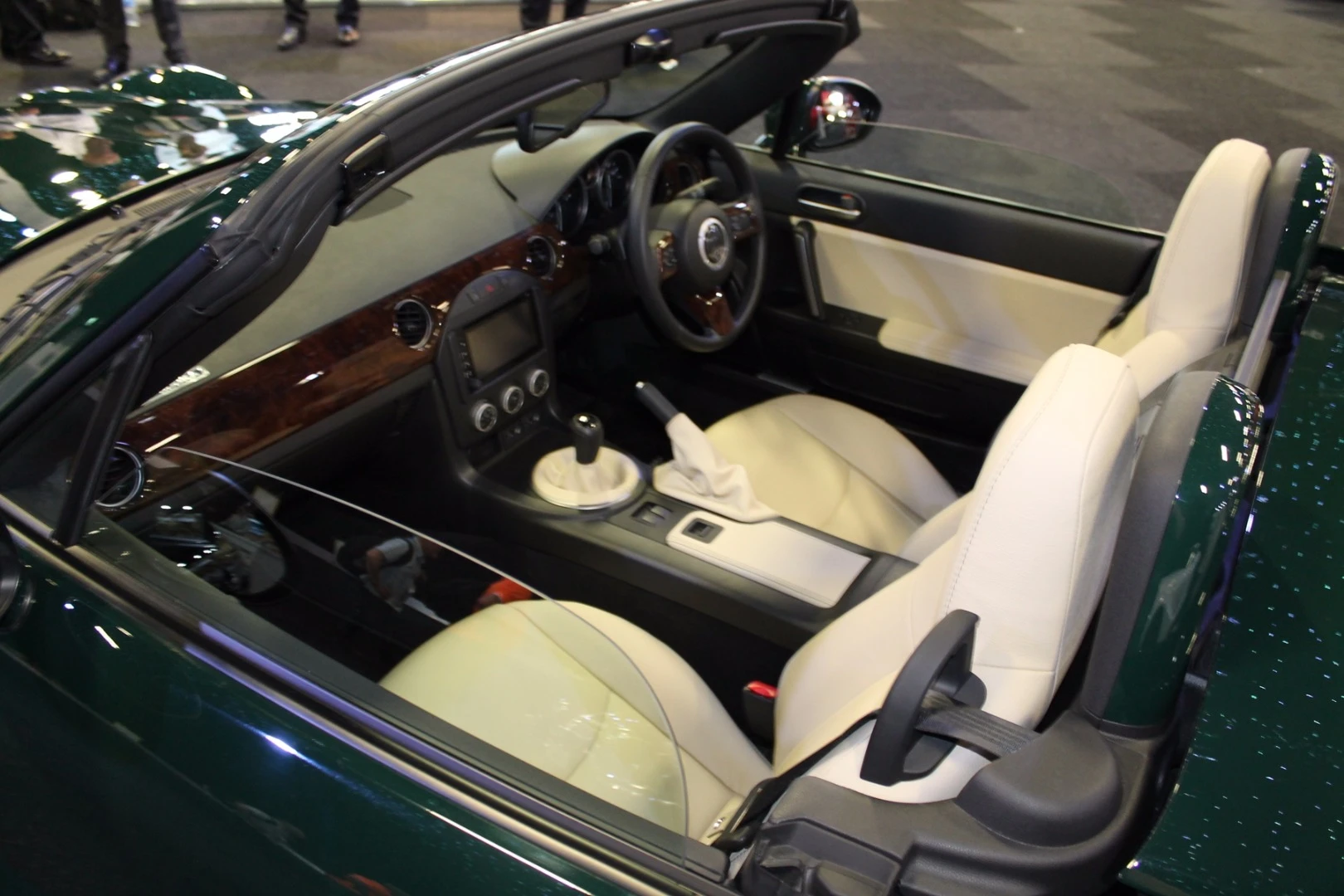 The Brooklands' interior is trimmed in beige leather with contrast stitching