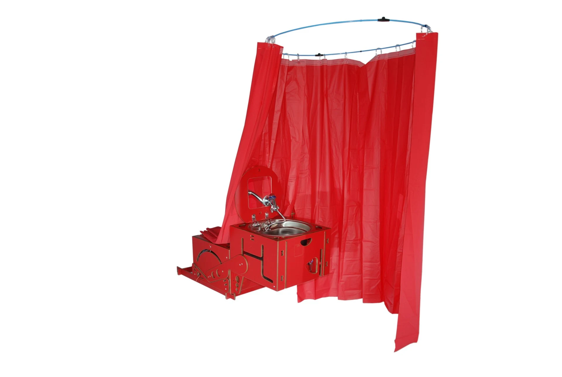 The sink doubles as a pull-out shower head